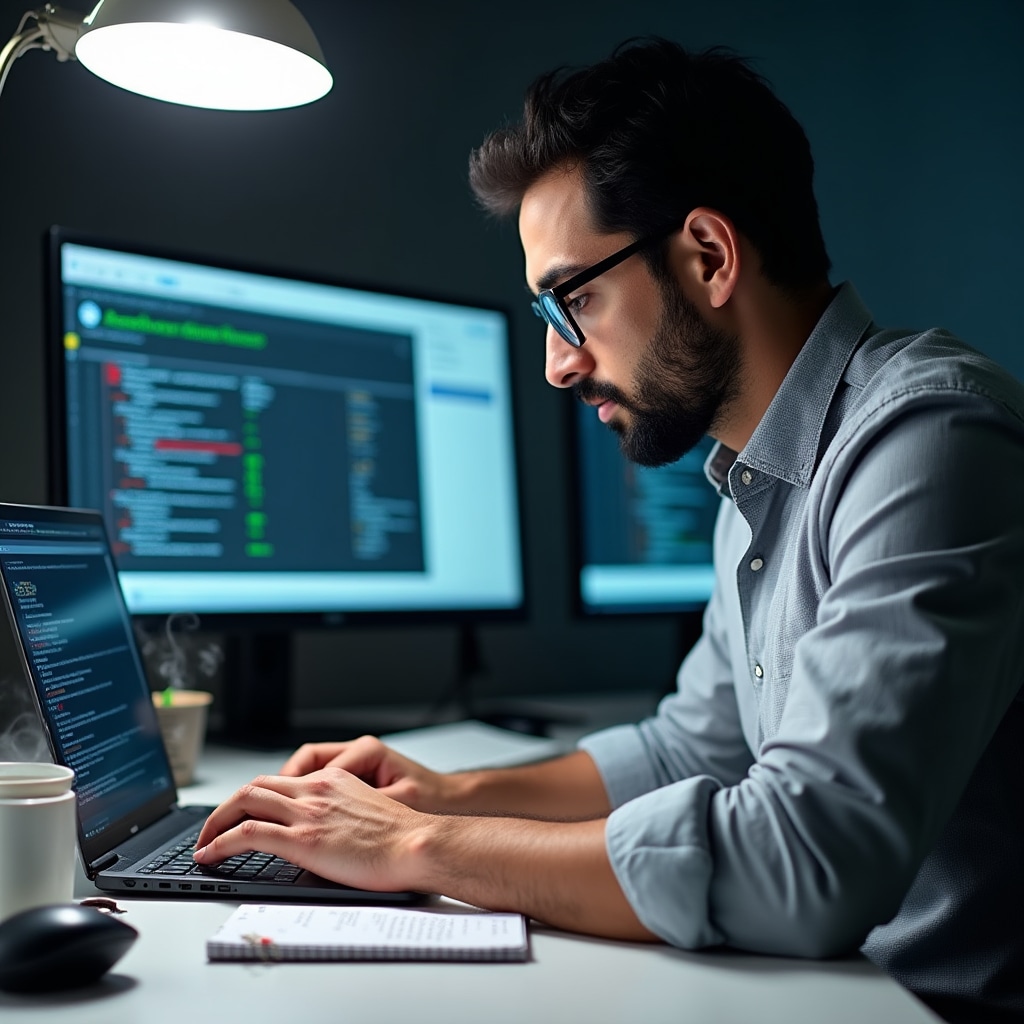 Specialist testând funcționalități software